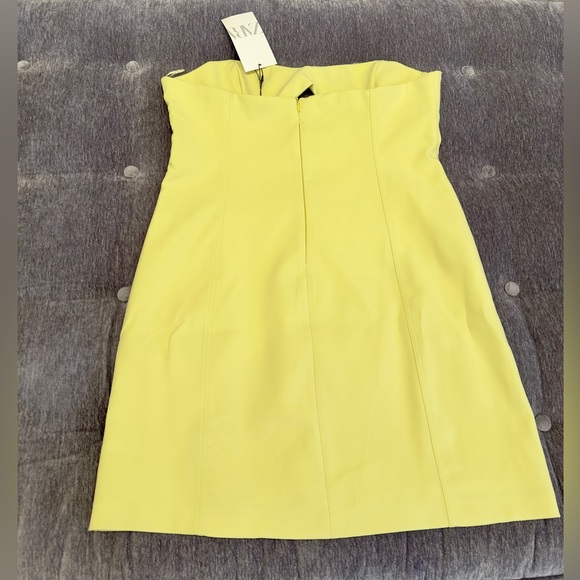 NWT Luxury Spring Summer Party Minimalist Zara Yellow Strapless Cutout Dress - Picture 9 of 12